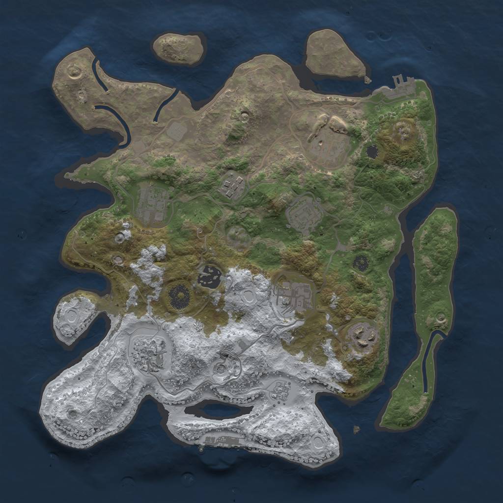 Rust Map: Procedural Map, Size: 3250, Seed: 2381227, 17 Monuments