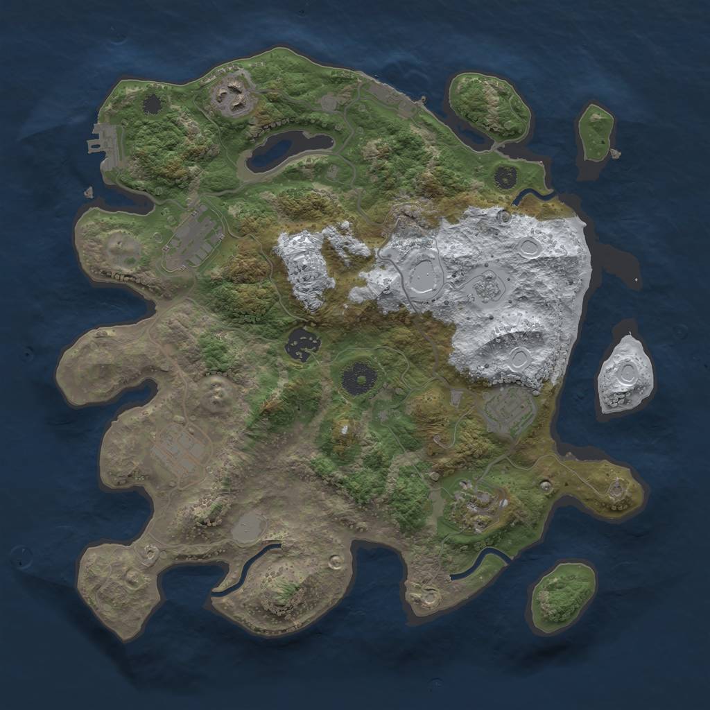 Rust Map: Procedural Map, Size: 3250, Seed: 5135877, 14 Monuments