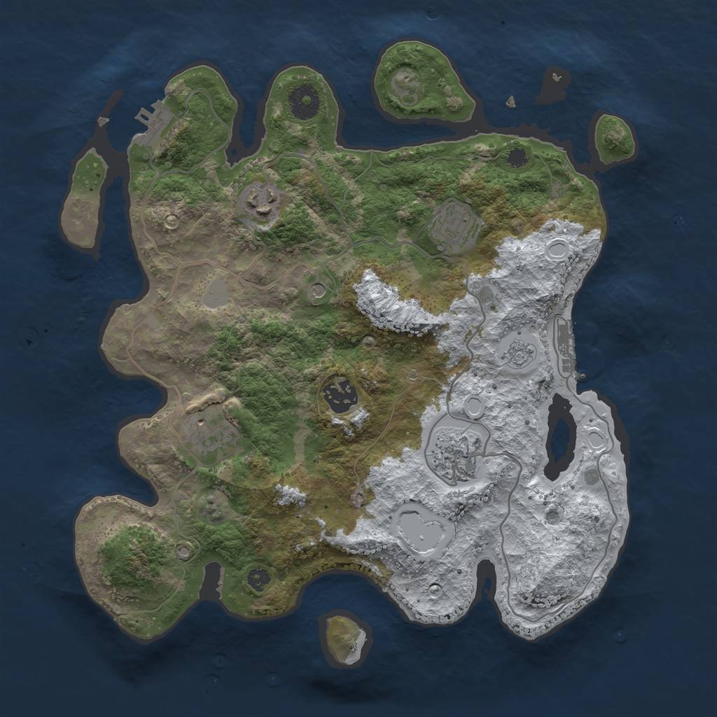 Rust Map: Procedural Map, Size: 3250, Seed: 3042614, 14 Monuments