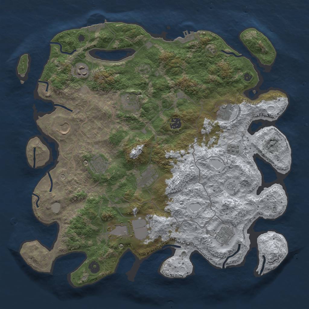 Rust Map: Procedural Map, Size: 4000, Seed: 86734, 19 Monuments