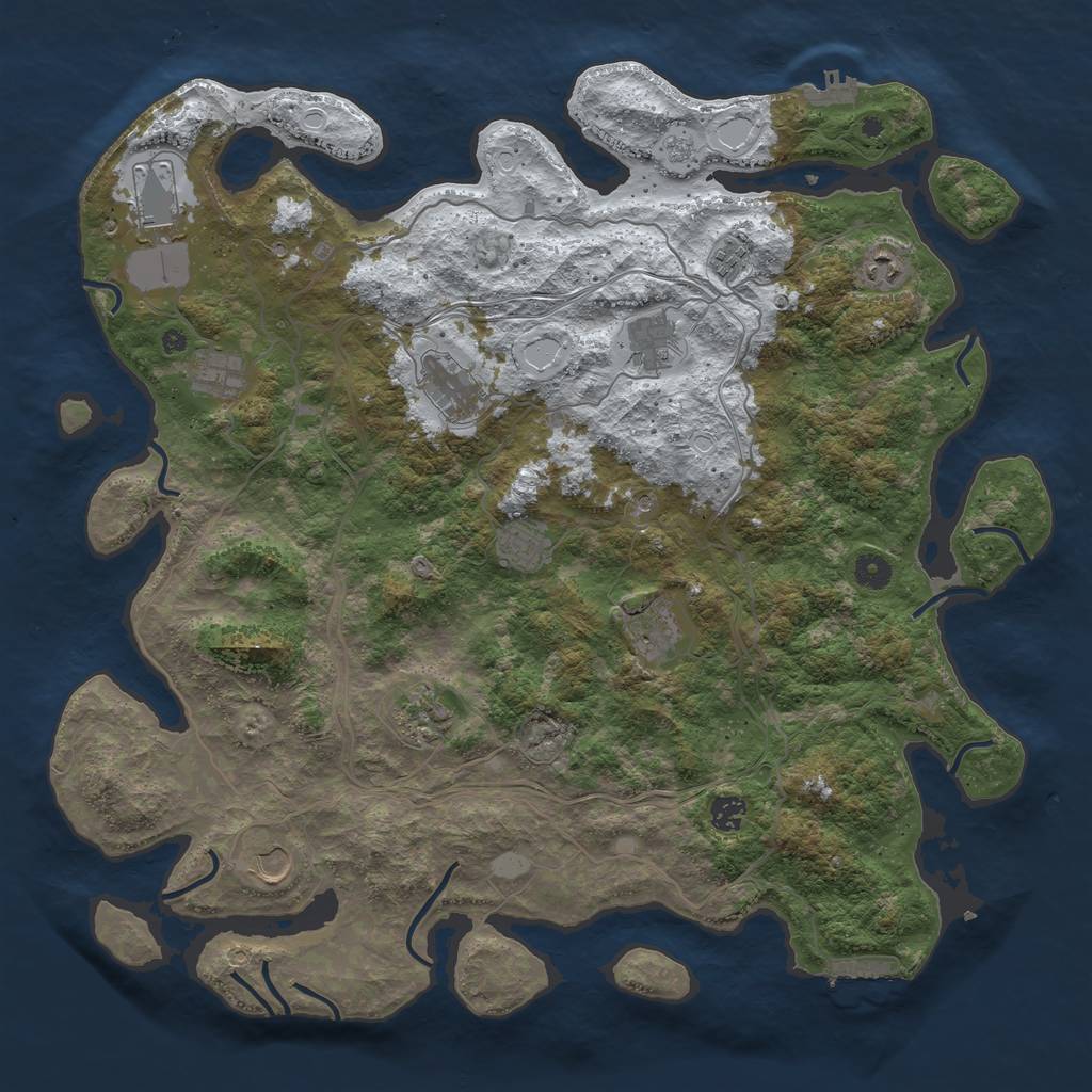 Rust Map: Procedural Map, Size: 4500, Seed: 314740541, 20 Monuments