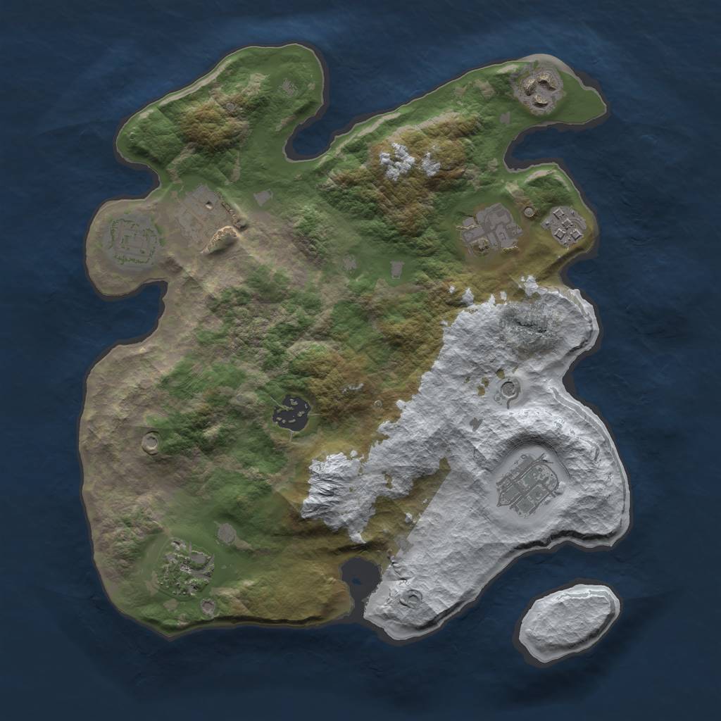 Rust Map: Barren, Size: 3000, Seed: 322, 11 Monuments
