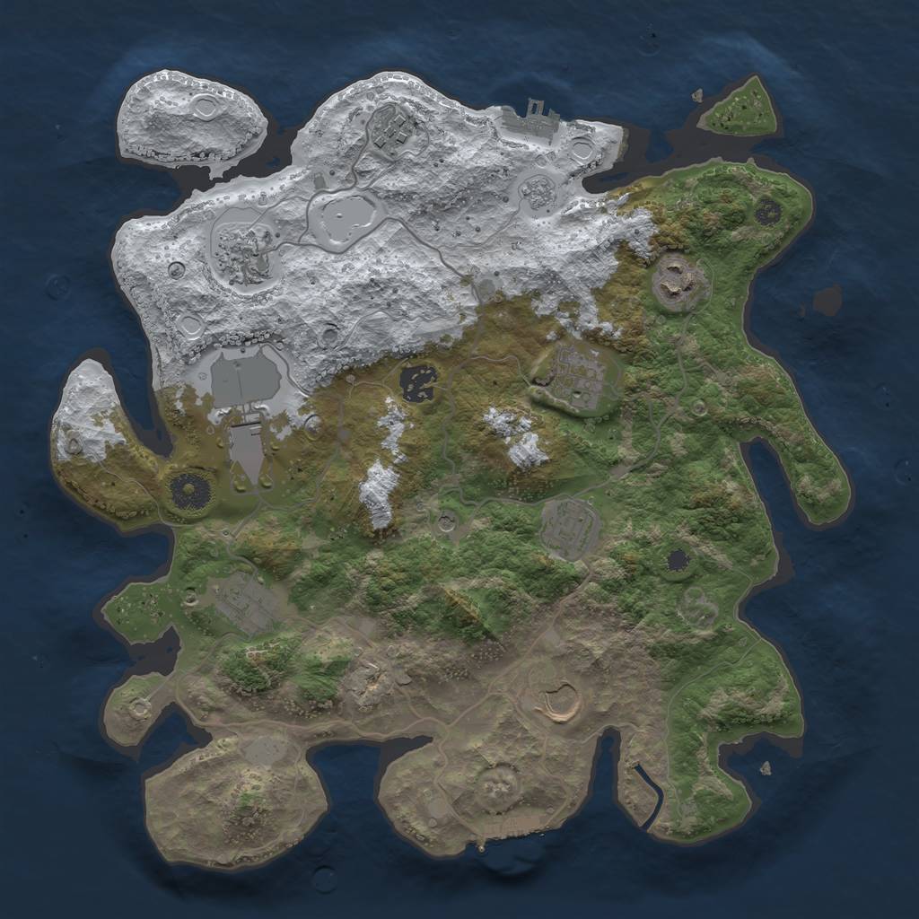Rust Map: Procedural Map, Size: 3550, Seed: 454822, 18 Monuments