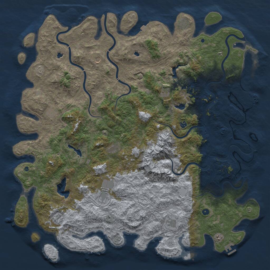 Rust Map: Procedural Map, Size: 6000, Seed: 1938456, 17 Monuments