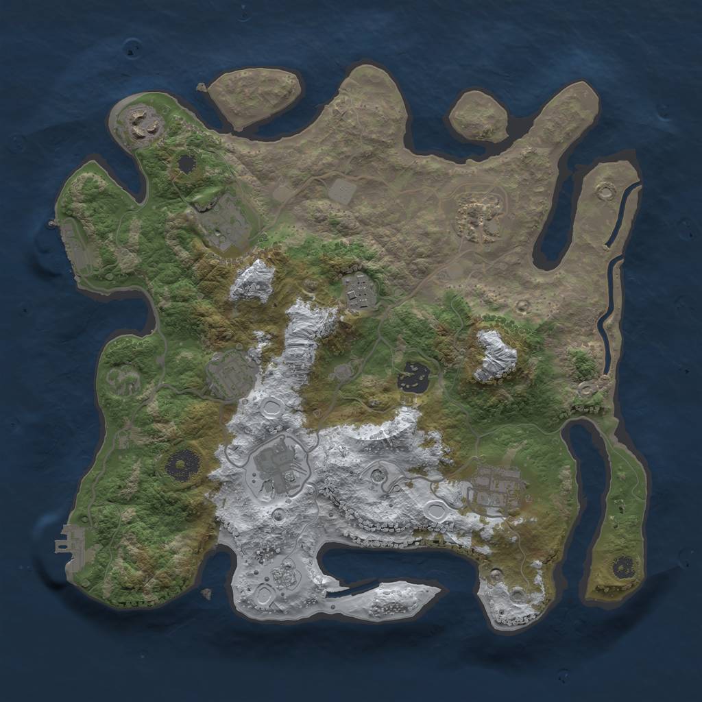Rust Map: Procedural Map, Size: 3250, Seed: 4472914, 17 Monuments