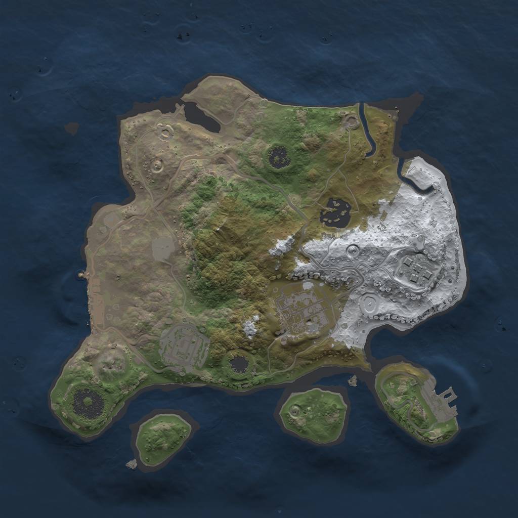 Rust Map: Procedural Map, Size: 2500, Seed: 1275137446, 11 Monuments
