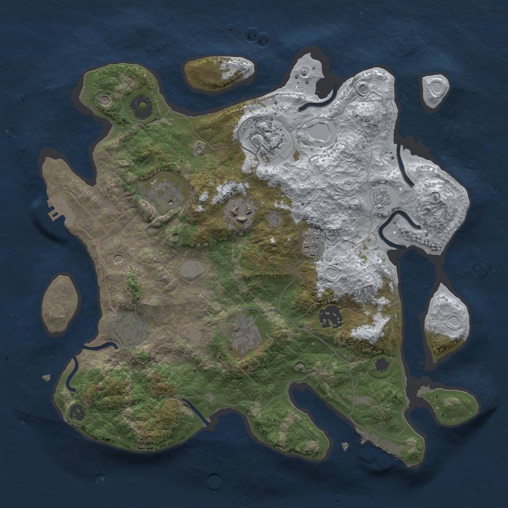Rust Map: Procedural Map, Size: 3250, Seed: 1693073, 16 Monuments