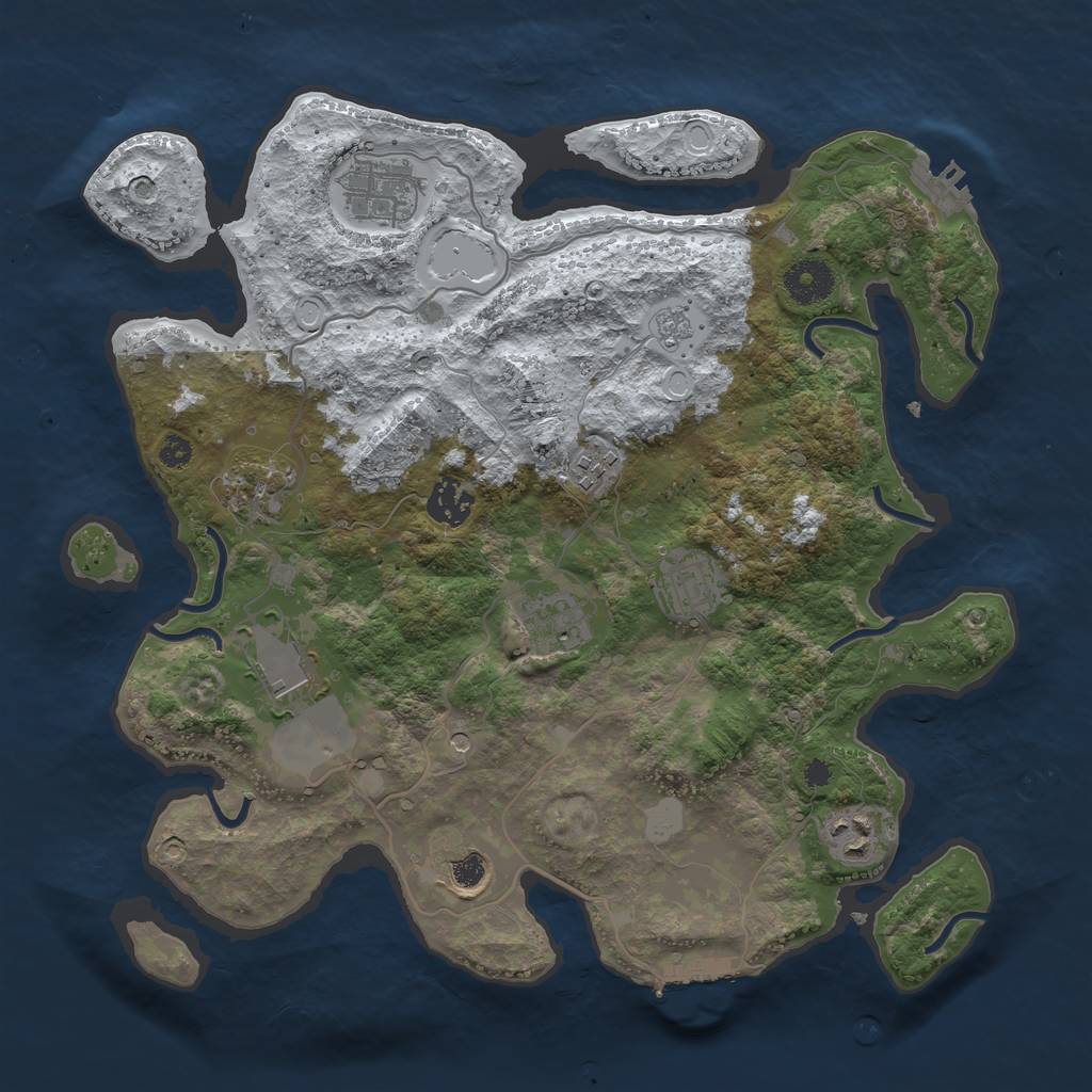 Rust Map: Procedural Map, Size: 3500, Seed: 1215752191, 18 Monuments