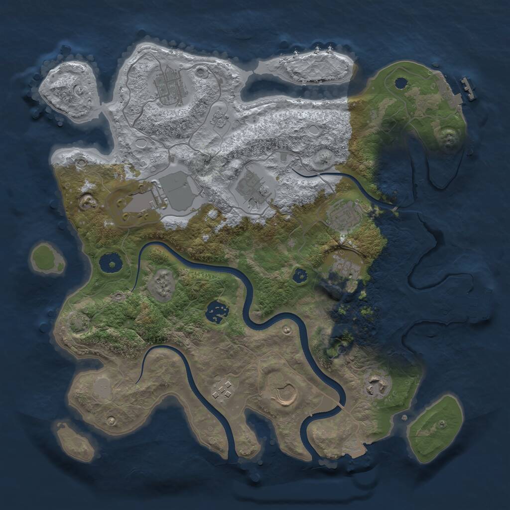 Rust Map: Procedural Map, Size: 3500, Seed: 1215752191, 15 Monuments