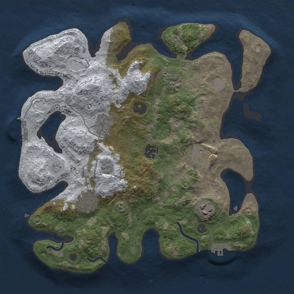 Rust Map: Procedural Map, Size: 3250, Seed: 1595374, 16 Monuments