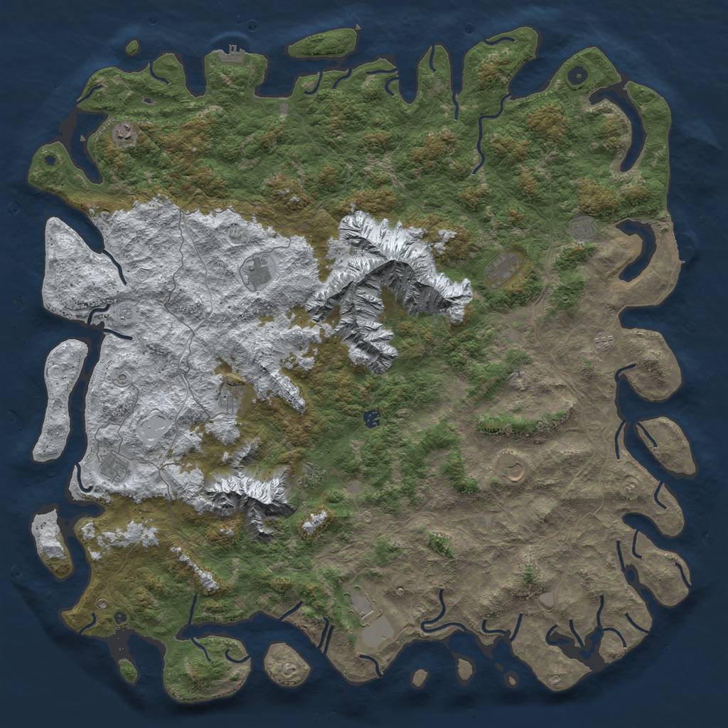 Rust Map: Procedural Map, Size: 6000, Seed: 69133769, 20 Monuments