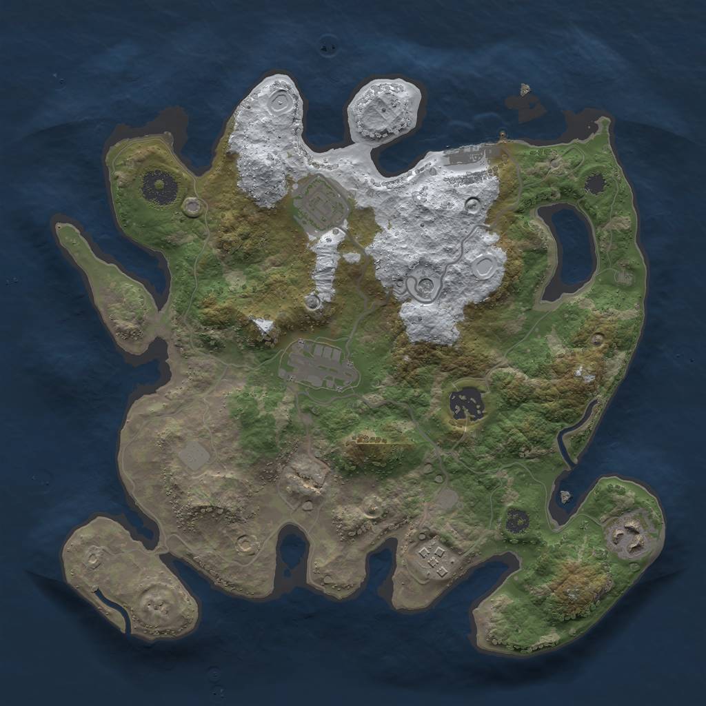 Rust Map: Procedural Map, Size: 3000, Seed: 1834873485, 12 Monuments