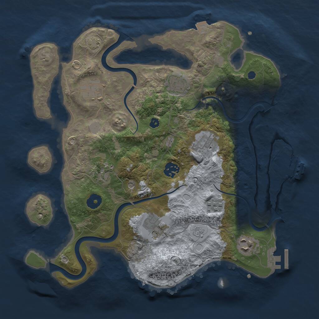 Rust Map: Procedural Map, Size: 3250, Seed: 5873396, 14 Monuments