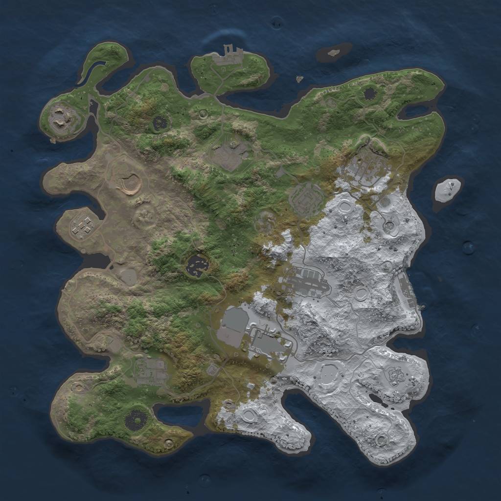 Rust Map: Procedural Map, Size: 3500, Seed: 92679847, 19 Monuments