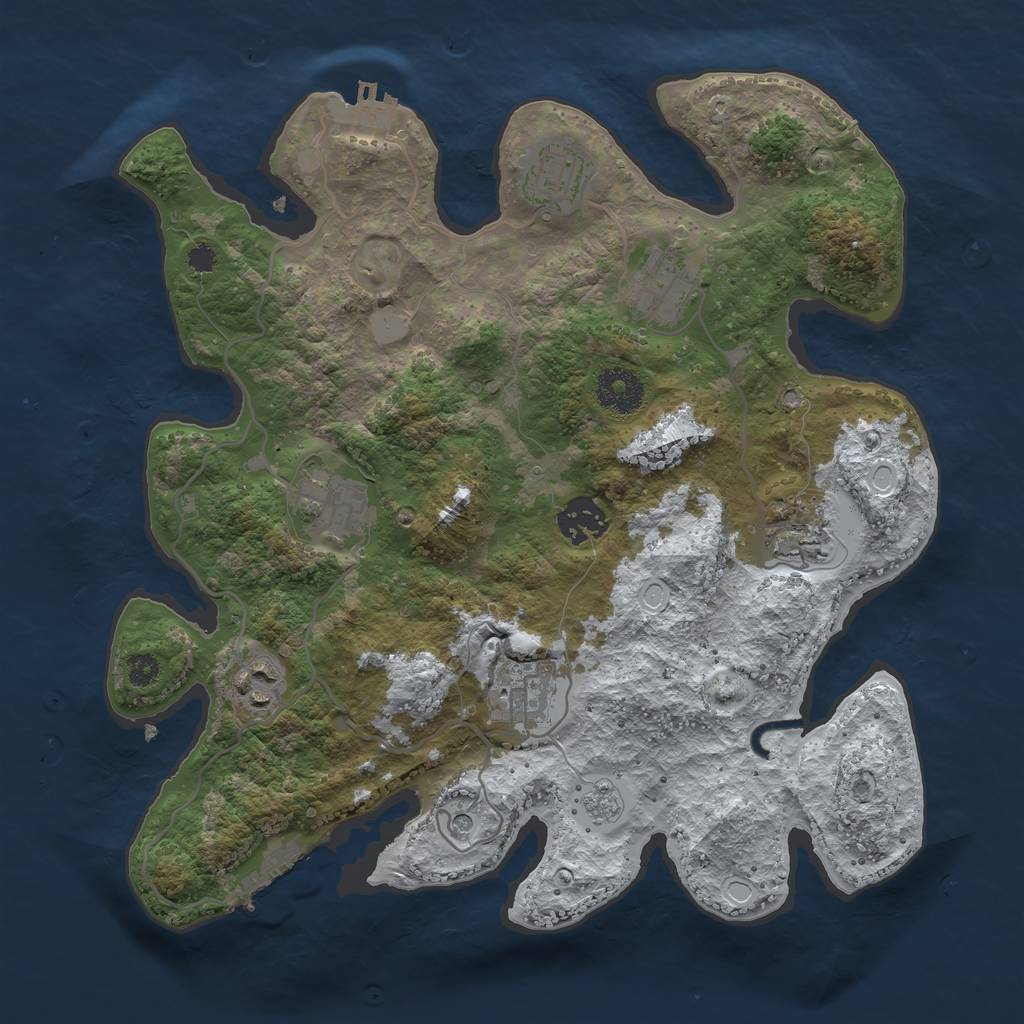 Rust Map: Procedural Map, Size: 3250, Seed: 5304830, 16 Monuments