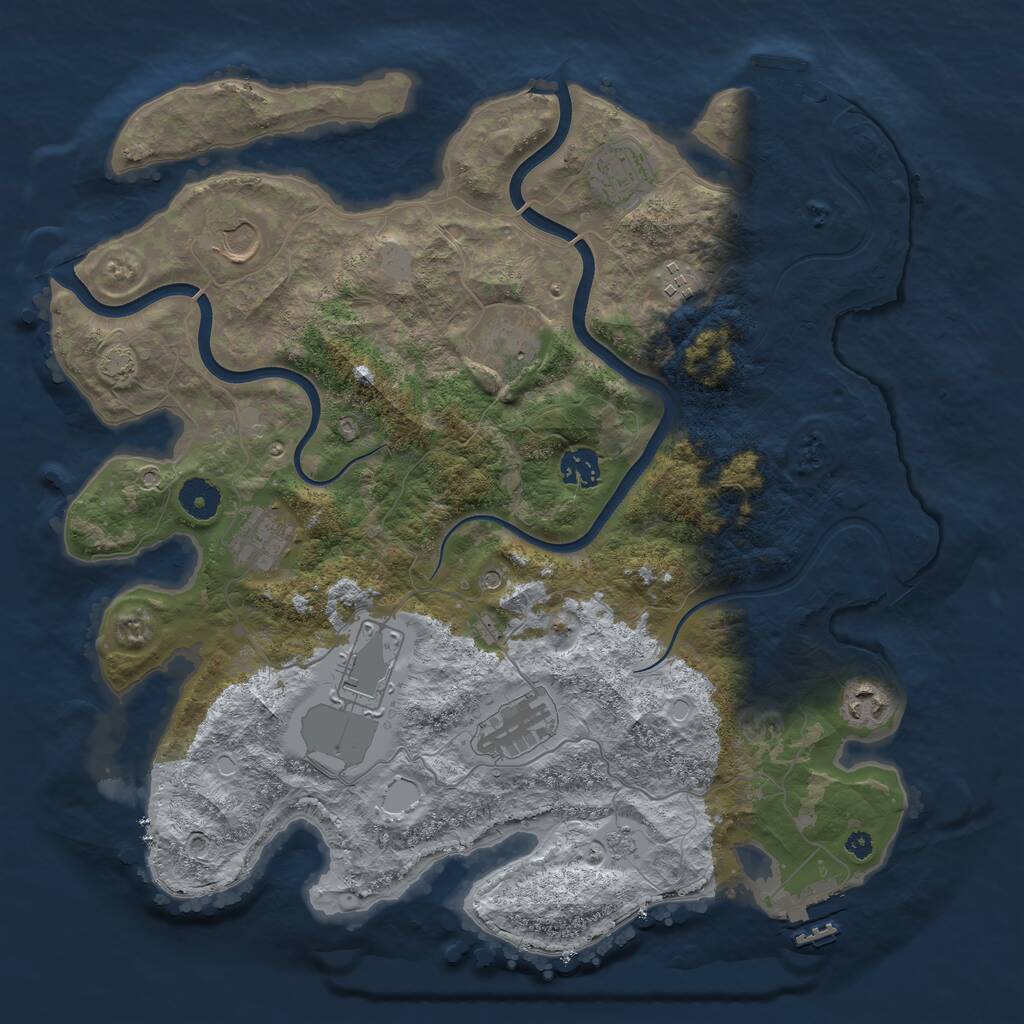 Rust Map: Procedural Map, Size: 3800, Seed: 365543, 15 Monuments