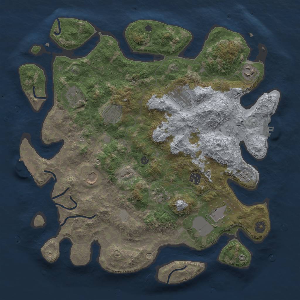 Rust Map: Procedural Map, Size: 3850, Seed: 368559226, 18 Monuments