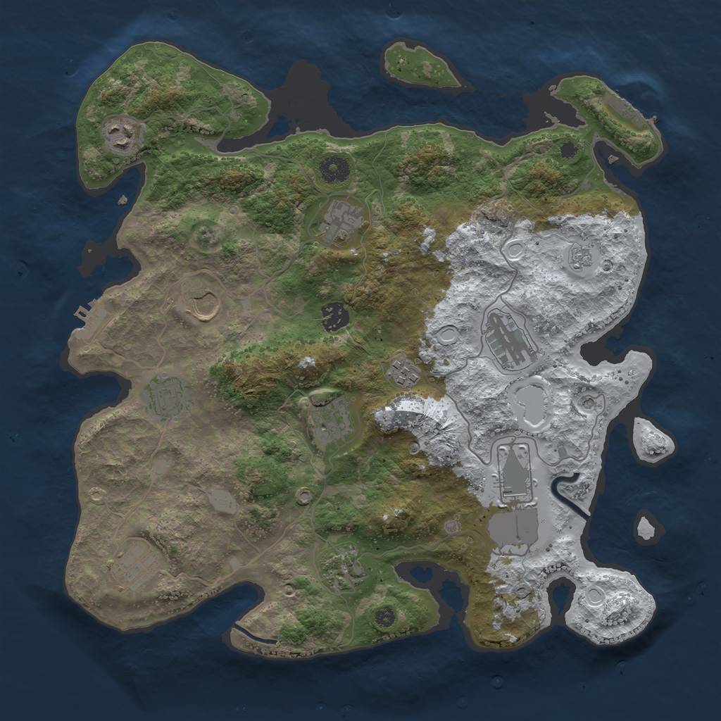 Rust Map: Procedural Map, Size: 3750, Seed: 1927175858, 20 Monuments
