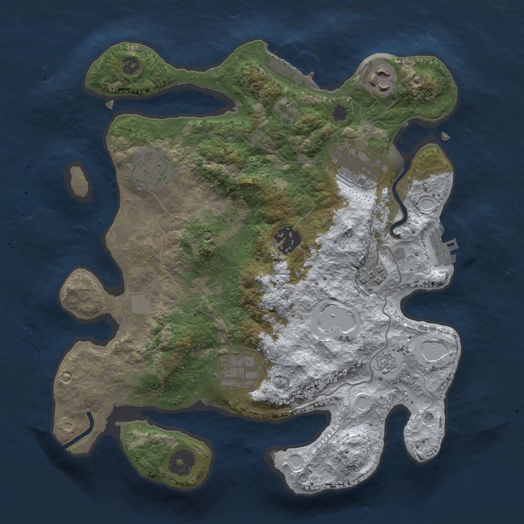 Rust Map: Procedural Map, Size: 3000, Seed: 54124, 14 Monuments