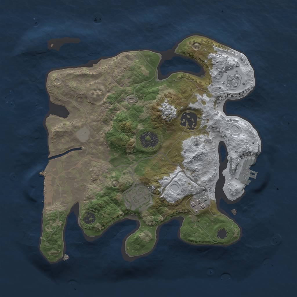 Rust Map: Procedural Map, Size: 2500, Seed: 75395632, 11 Monuments