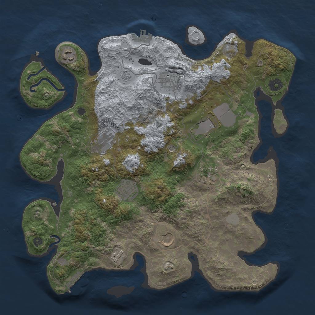 Rust Map: Procedural Map, Size: 3500, Seed: 955018, 17 Monuments