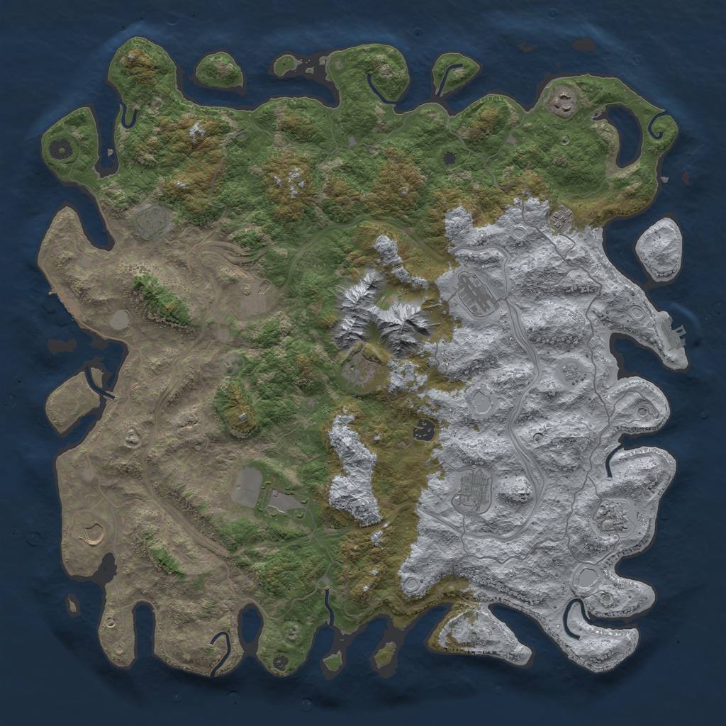 Rust Map: Procedural Map, Size: 5000, Seed: 45821, 18 Monuments