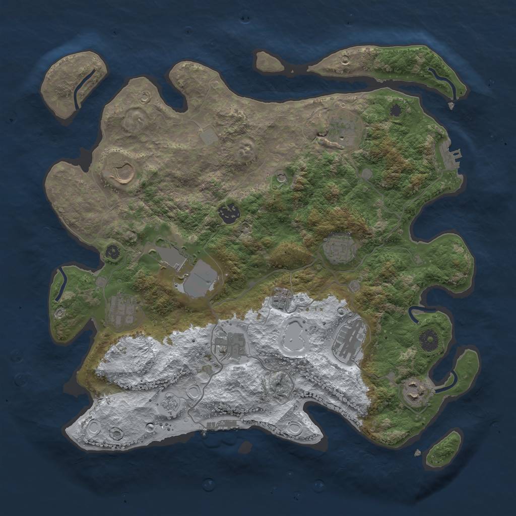 Rust Map: Procedural Map, Size: 3750, Seed: 1727281, 19 Monuments