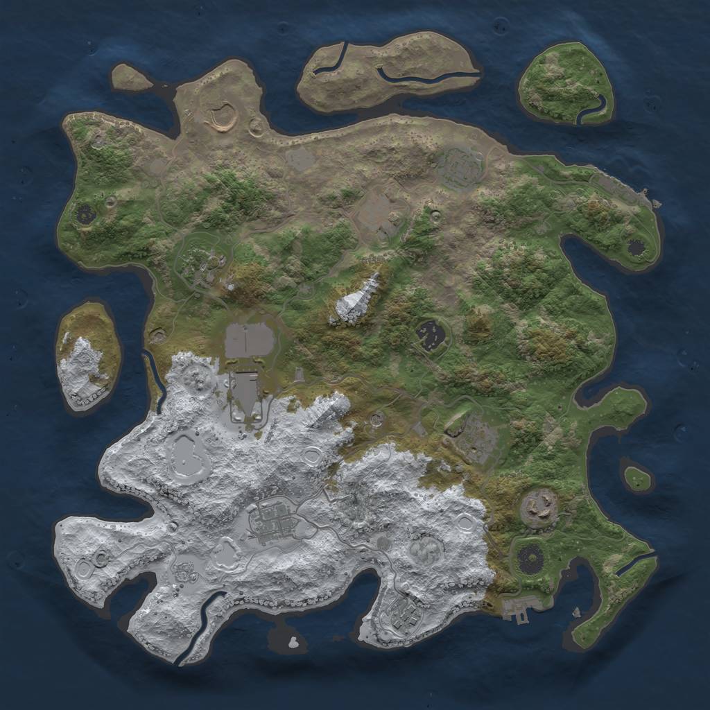 Rust Map: Procedural Map, Size: 3750, Seed: 3371449, 19 Monuments