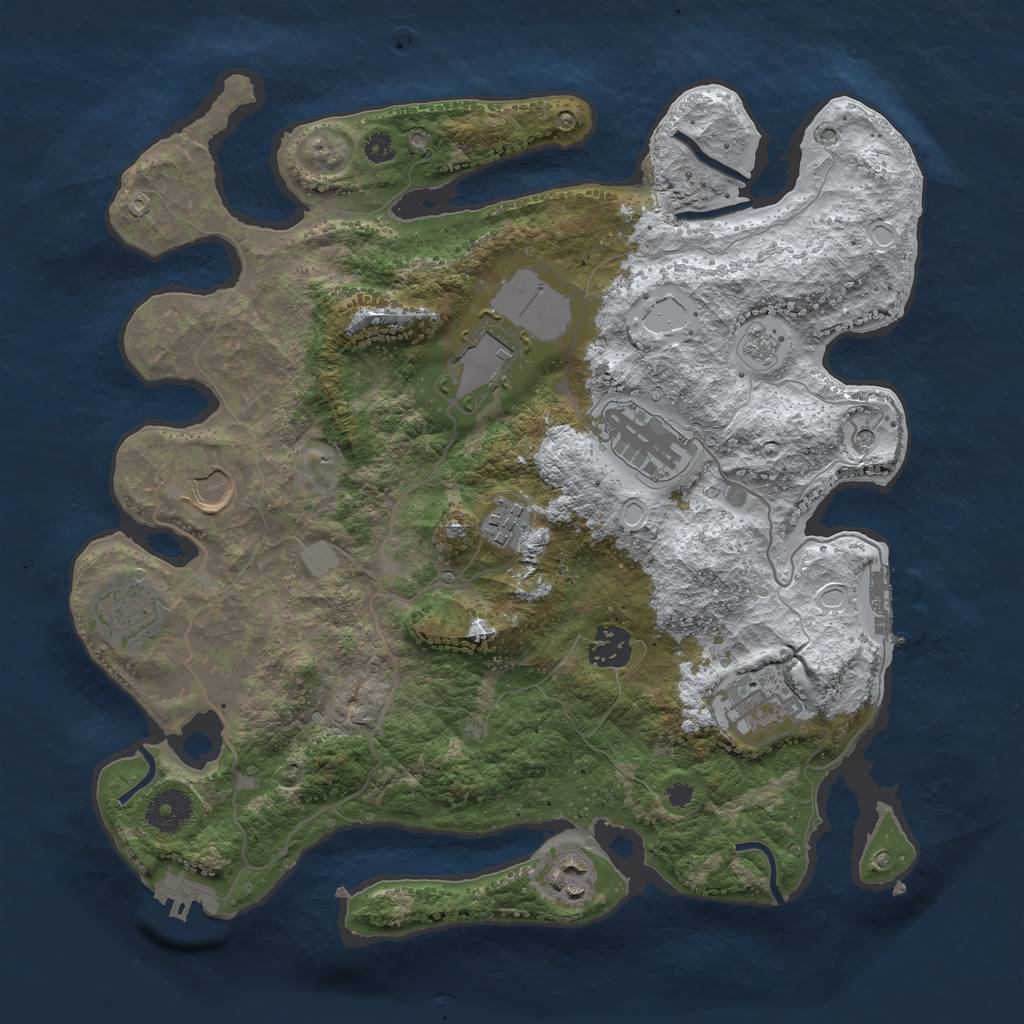 Rust Map: Procedural Map, Size: 3500, Seed: 605, 17 Monuments