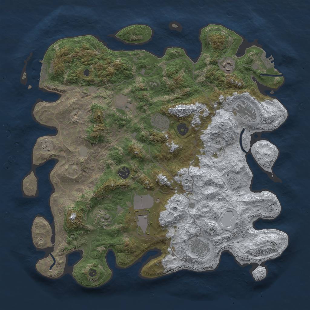 Rust Map: Procedural Map, Size: 4000, Seed: 231213, 18 Monuments