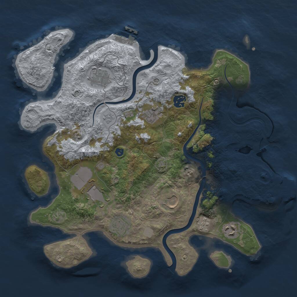 Rust Map: Procedural Map, Size: 3500, Seed: 1123395992, 14 Monuments