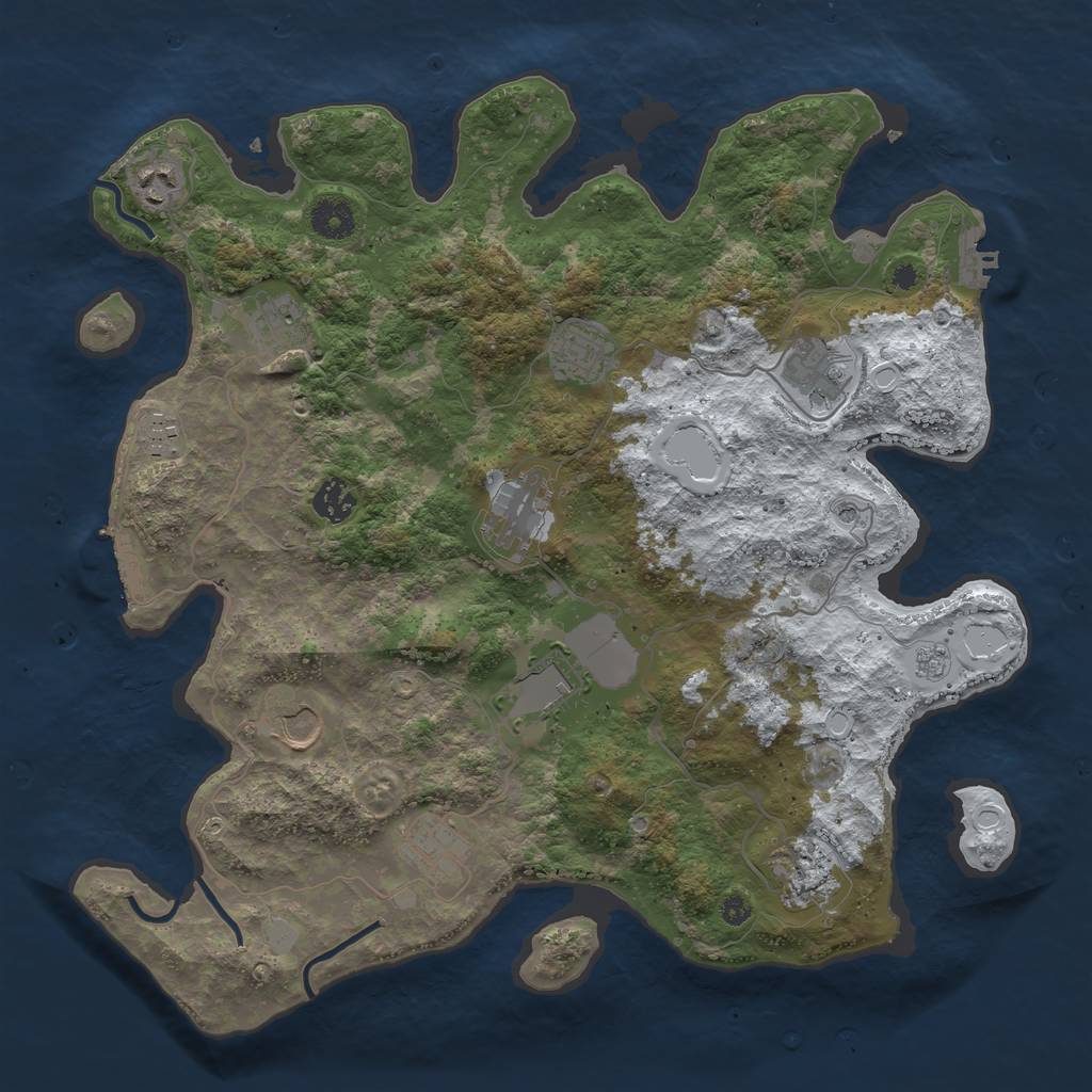 Rust Map: Procedural Map, Size: 3850, Seed: 1346532306, 20 Monuments
