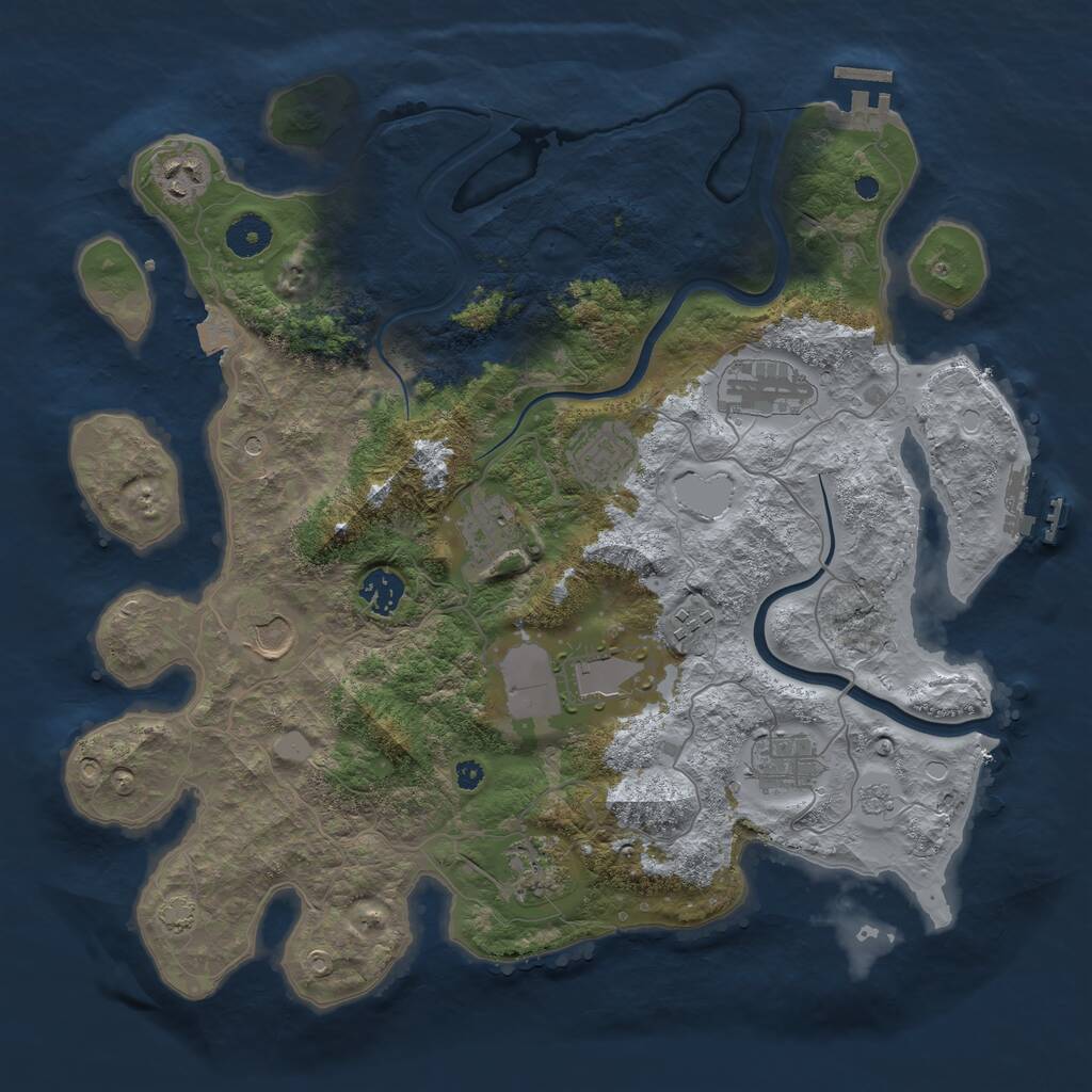 Rust Map: Procedural Map, Size: 3800, Seed: 1013102287, 16 Monuments