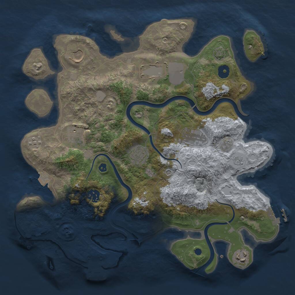 Rust Map: Procedural Map, Size: 3500, Seed: 670440824, 14 Monuments