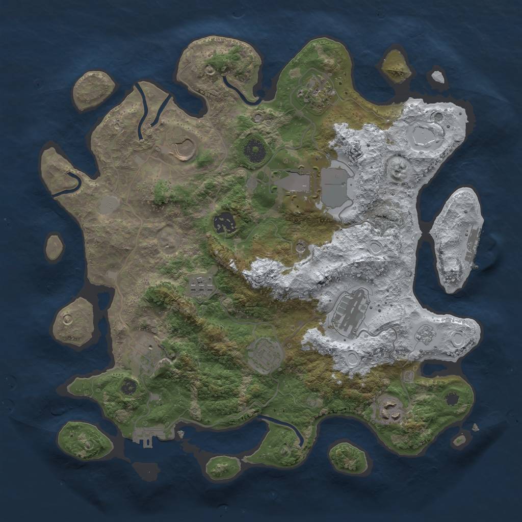 Rust Map: Procedural Map, Size: 3500, Seed: 290852, 18 Monuments