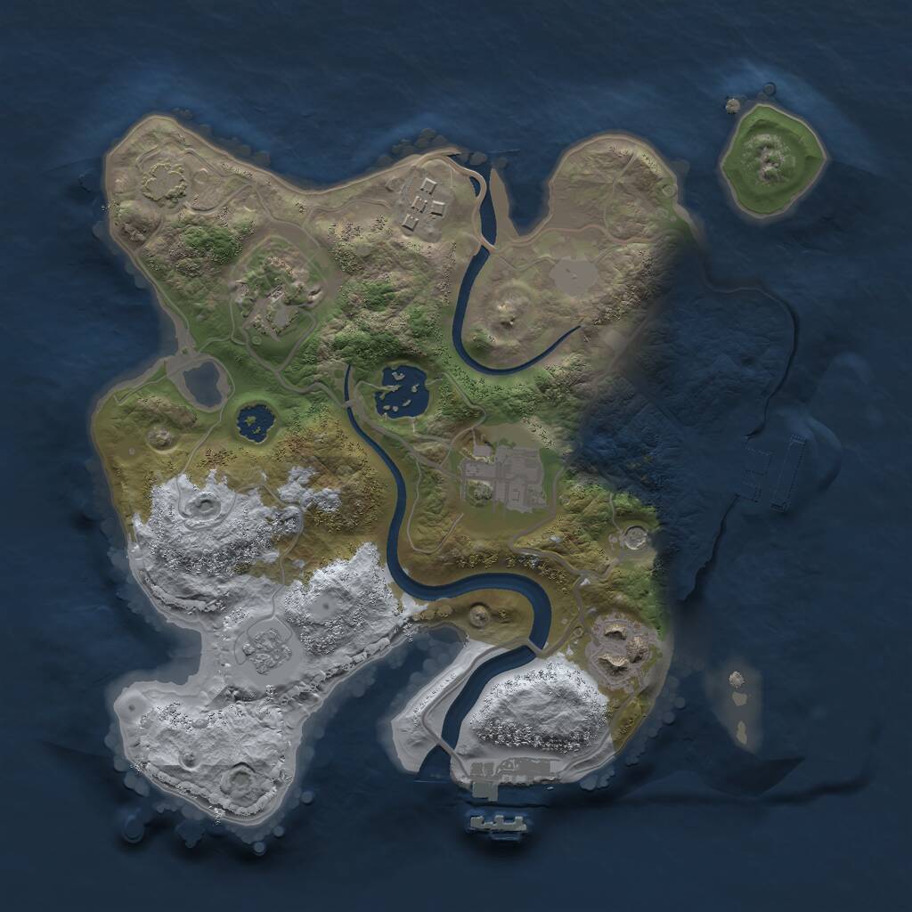 Rust Map: Procedural Map, Size: 2500, Seed: 1946842464, 11 Monuments