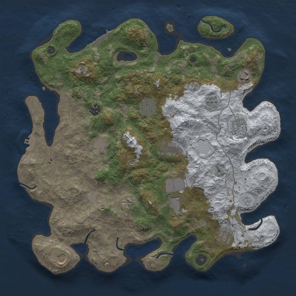 Rust Map: Procedural Map, Size: 4000, Seed: 9666, 20 Monuments
