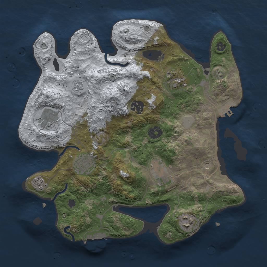 Rust Map: Procedural Map, Size: 3000, Seed: 1273932995, 16 Monuments