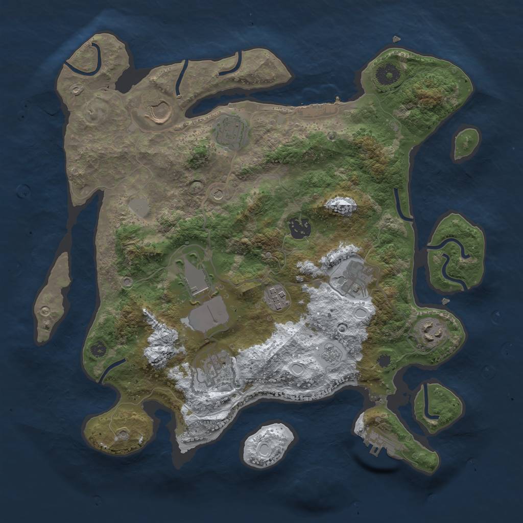 Rust Map: Procedural Map, Size: 3500, Seed: 1293360968, 17 Monuments