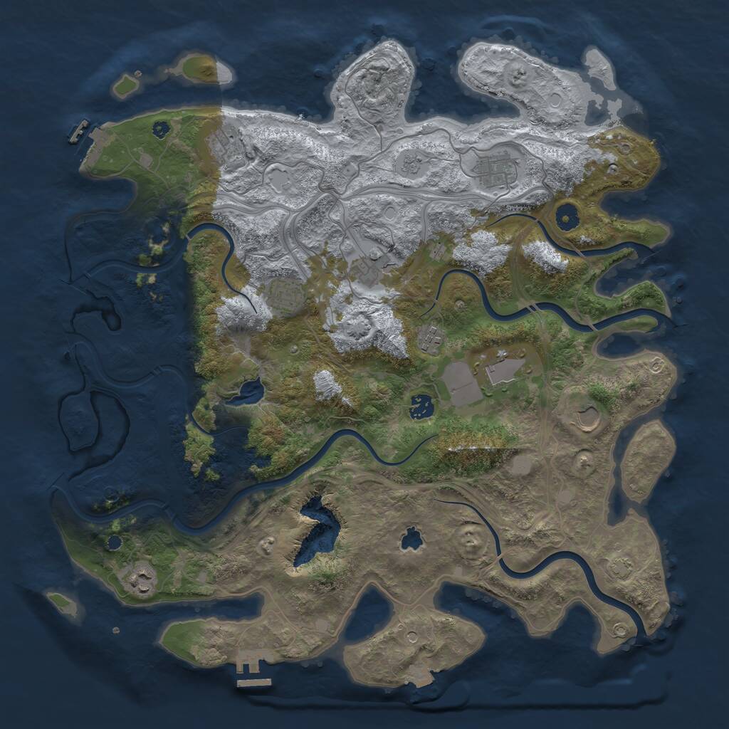 Rust Map: Procedural Map, Size: 4300, Seed: 265254641, 15 Monuments