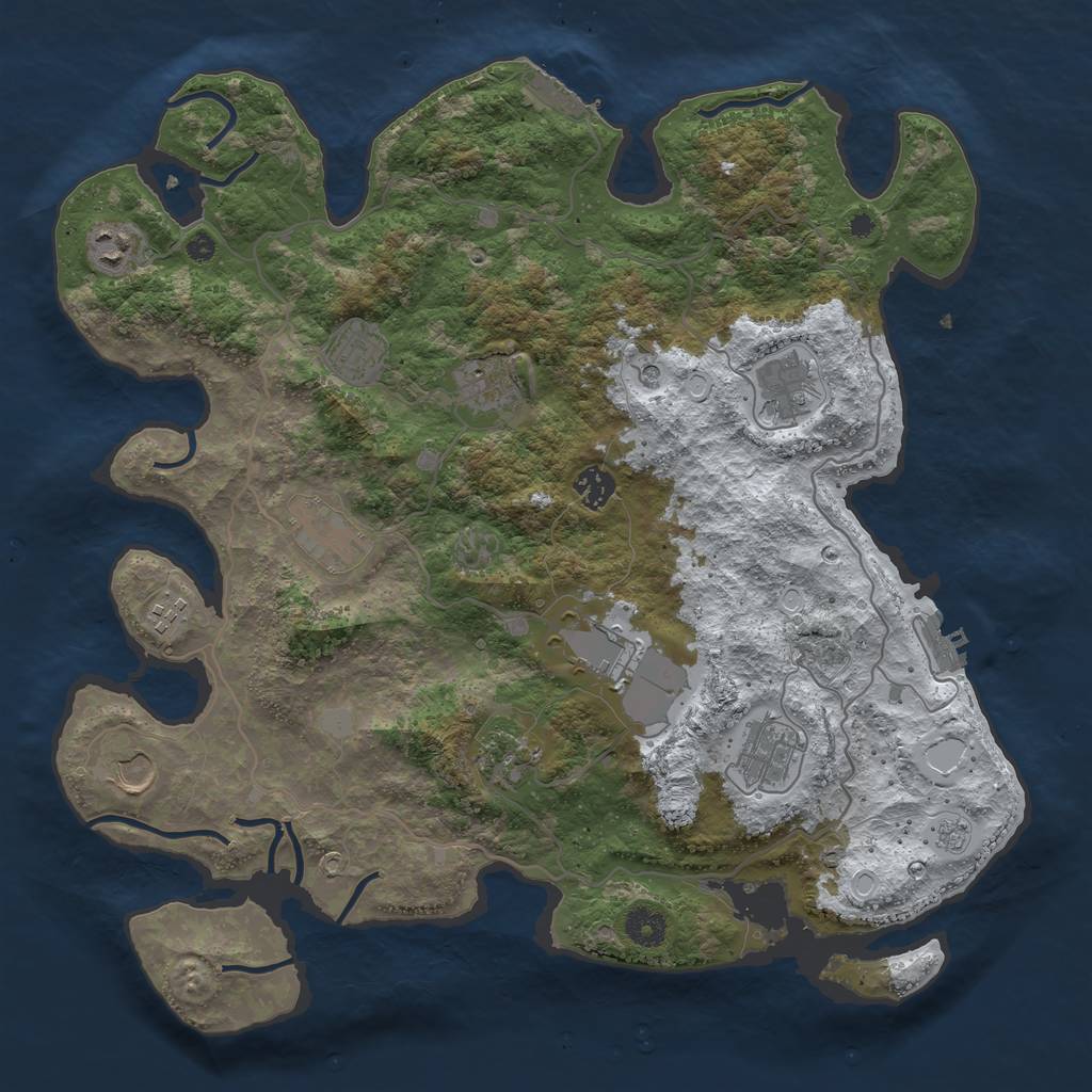 Rust Map: Procedural Map, Size: 4000, Seed: 76531390, 20 Monuments