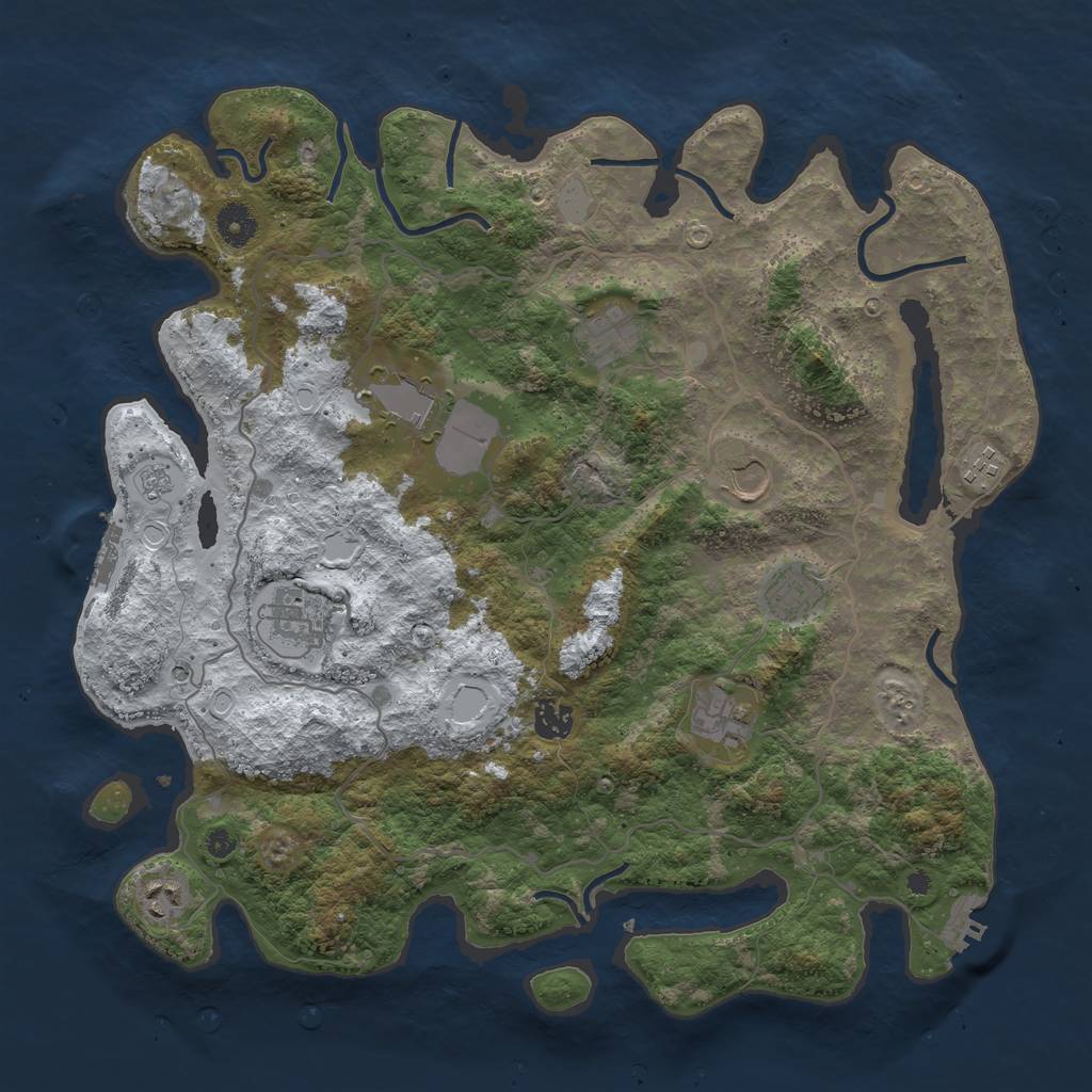 Rust Map: Procedural Map, Size: 4000, Seed: 299283, 18 Monuments