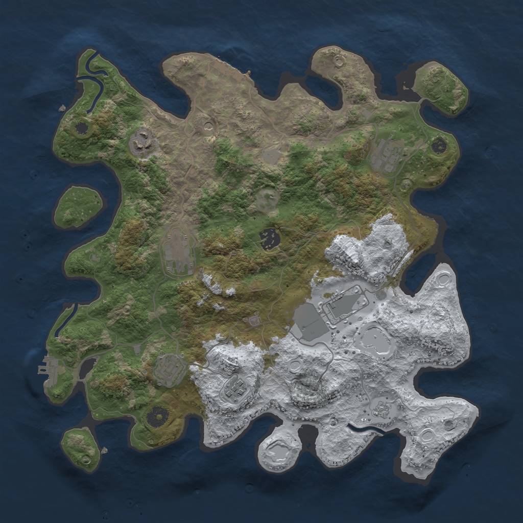Rust Map: Procedural Map, Size: 3700, Seed: 28015, 16 Monuments