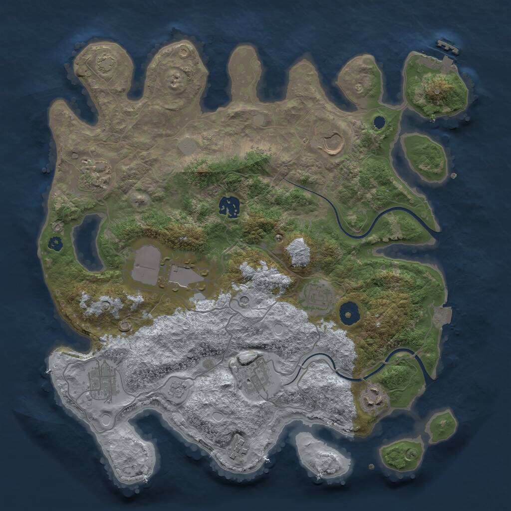 Rust Map: Procedural Map, Size: 3500, Seed: 1036248497, 14 Monuments