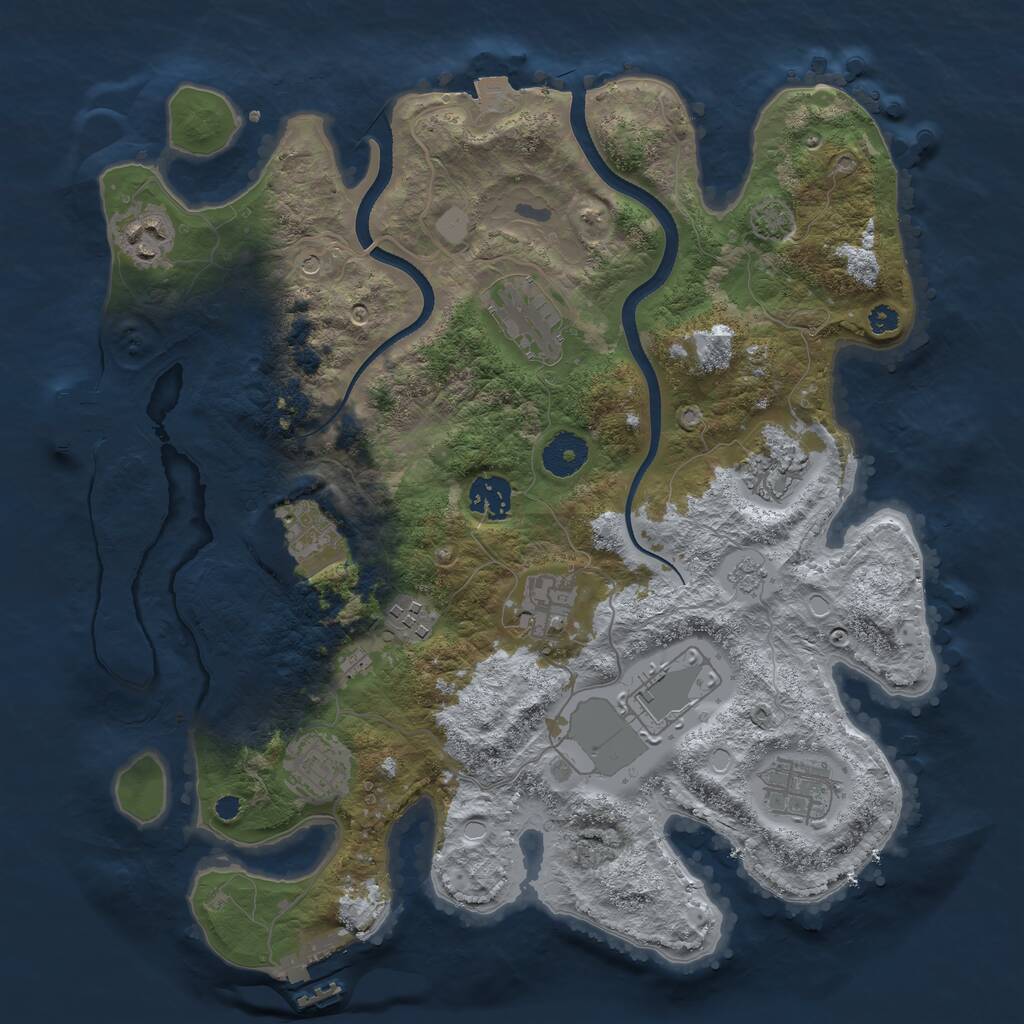 Rust Map: Procedural Map, Size: 3500, Seed: 1473057961, 16 Monuments