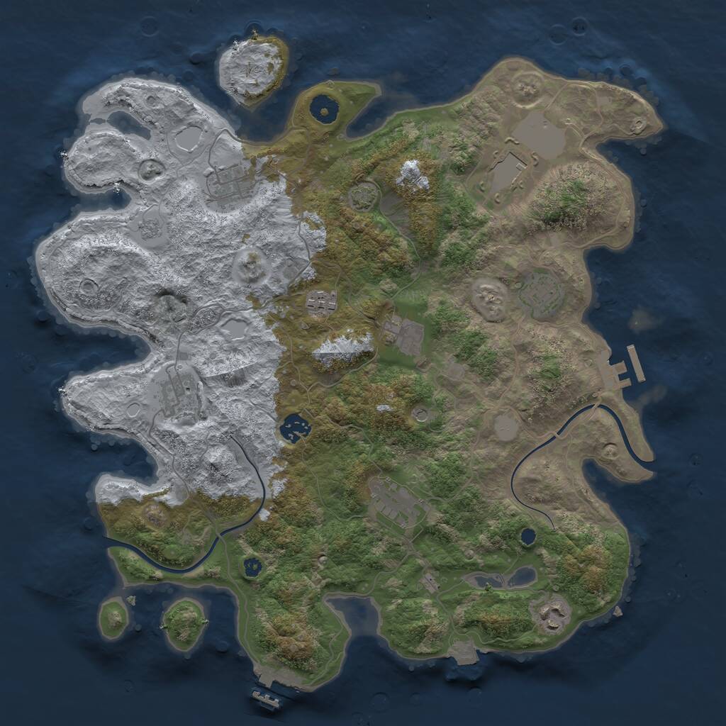 Rust Map: Procedural Map, Size: 3850, Seed: 70601636, 15 Monuments