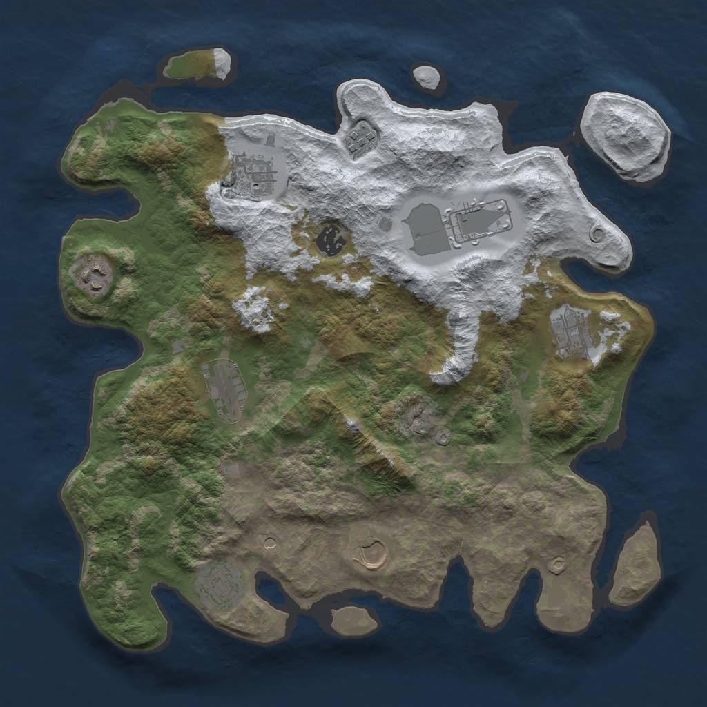 Rust Map: Barren, Size: 3700, Seed: 392225, 12 Monuments