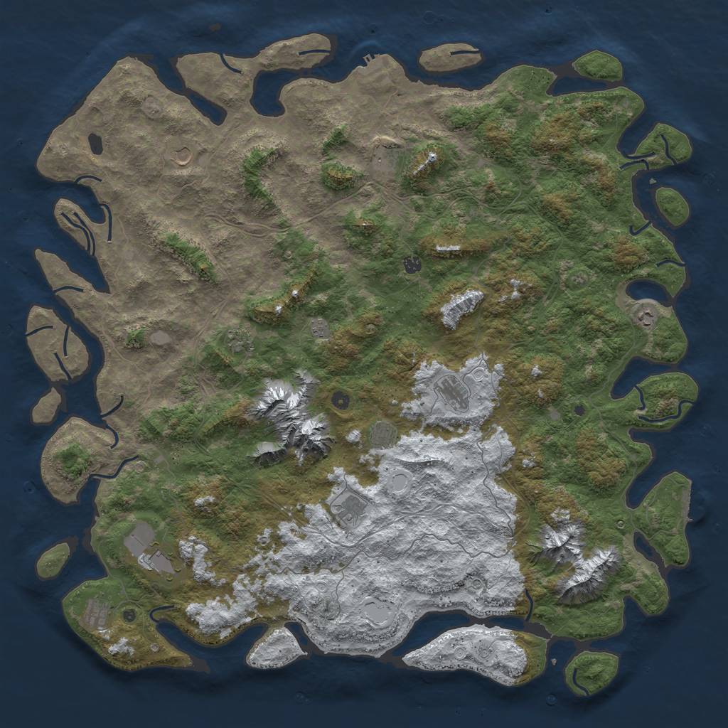Rust Map: Procedural Map, Size: 6000, Seed: 409172401, 20 Monuments