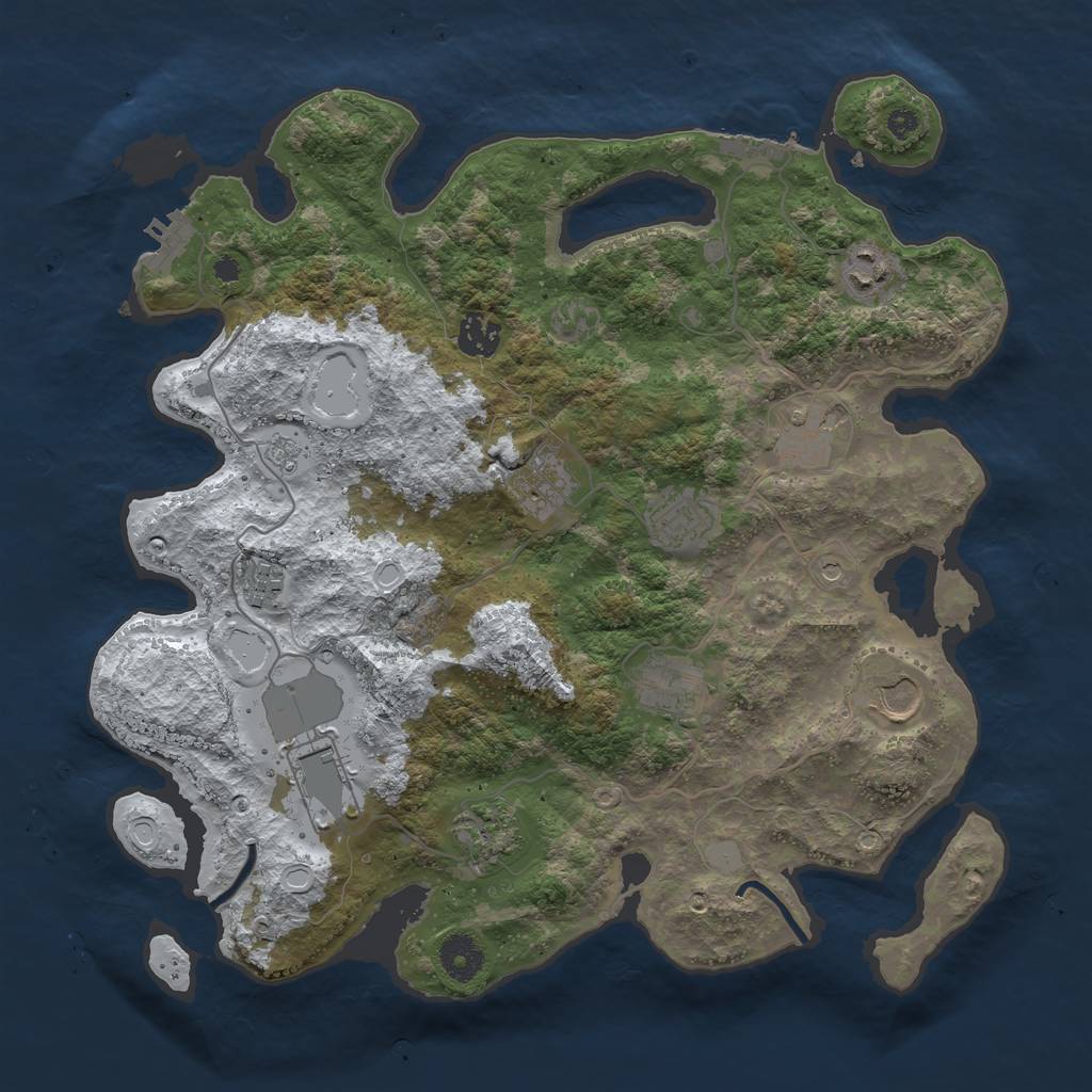 Rust Map: Procedural Map, Size: 3700, Seed: 1999994222, 19 Monuments