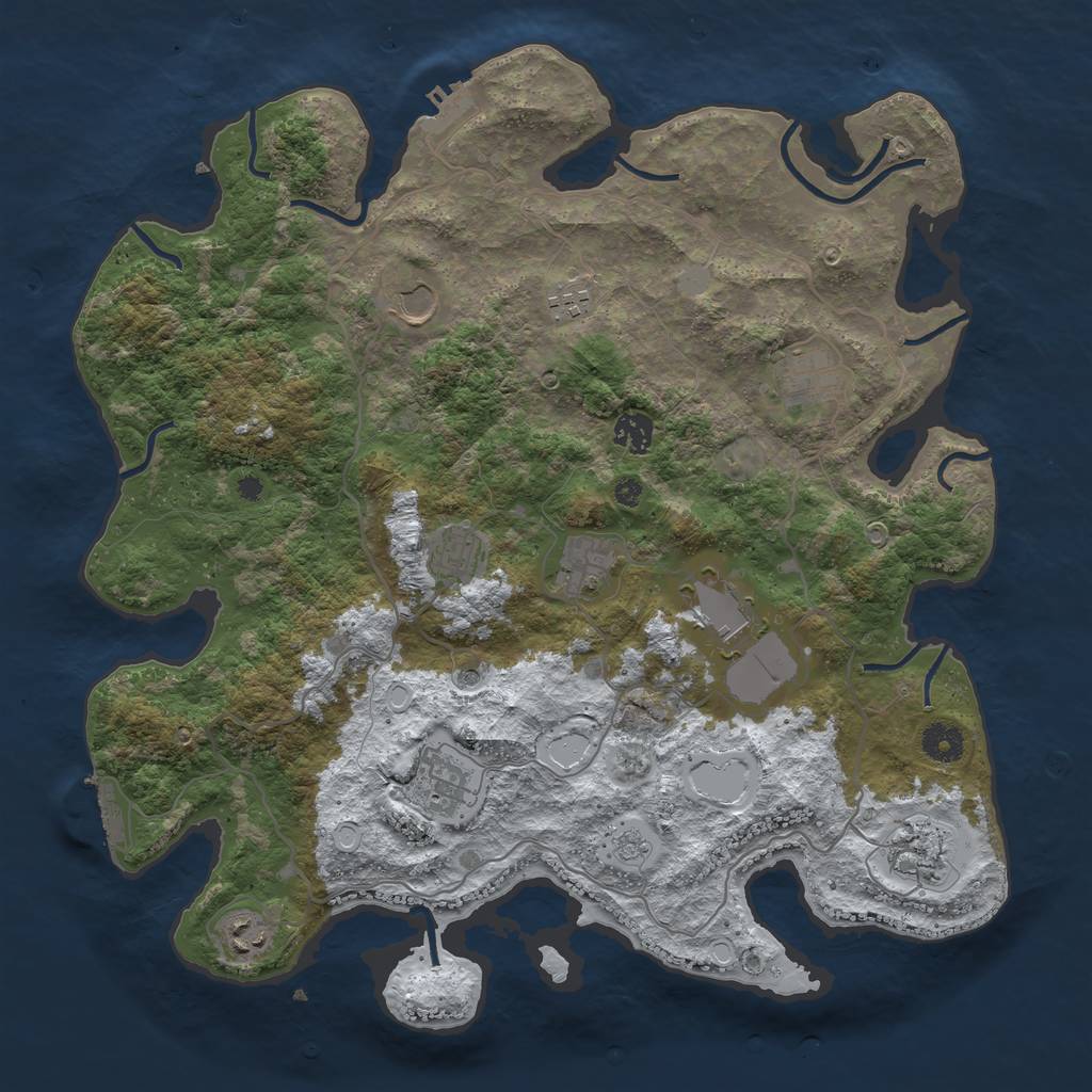 Rust Map: Procedural Map, Size: 4000, Seed: 1343505133, 19 Monuments